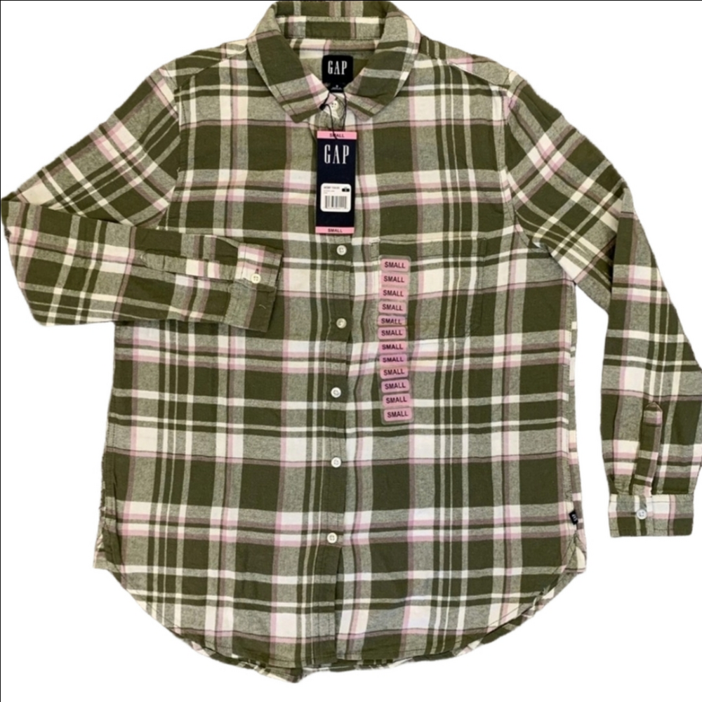 Gap Boyfriend Flannel Piper Button Up relaxed fit Shirt Top Size S Small